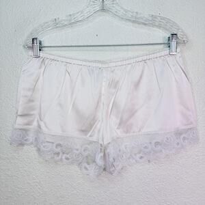 Trina Turk Bloomers Shorts Womens Medium Silk Satin Lace Trim Lounge Sleepwear